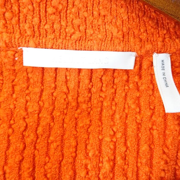 Helmut Lang Orange Sweater V-Neck Collared Bodycon Nubby Size S Textured Sexy - Picture 5 of 8
